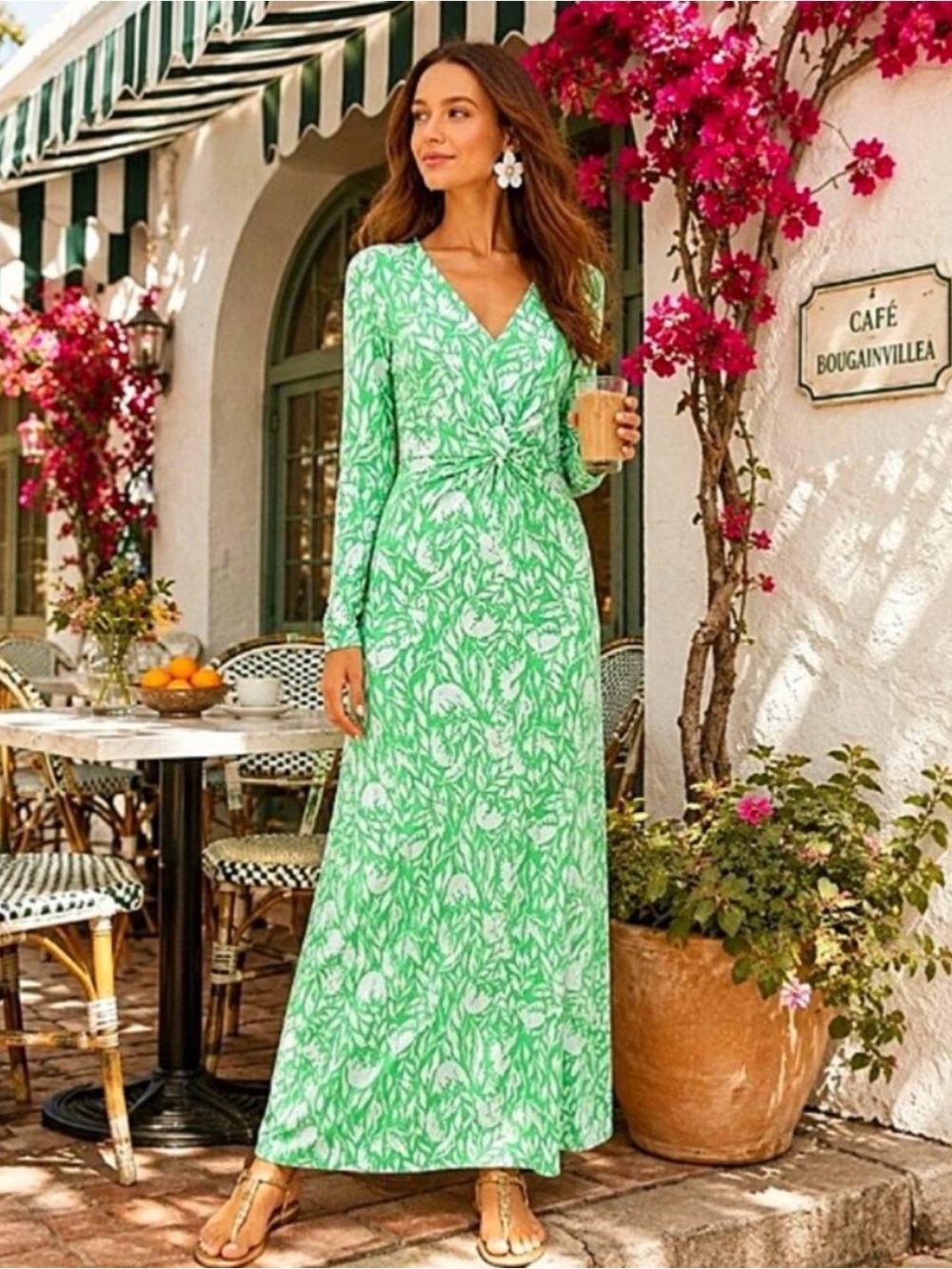 Lilly Pulitzer Tilli Maxi Dress Fauna Green Tulip to Tango Stretchy size 8
